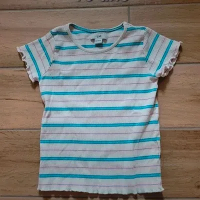 T-shirt rayé multicolore manches courtes- 10 ans